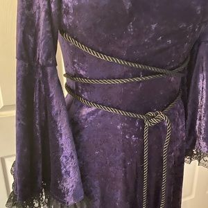 Purple Valore Gothic dress with black braid and black lace